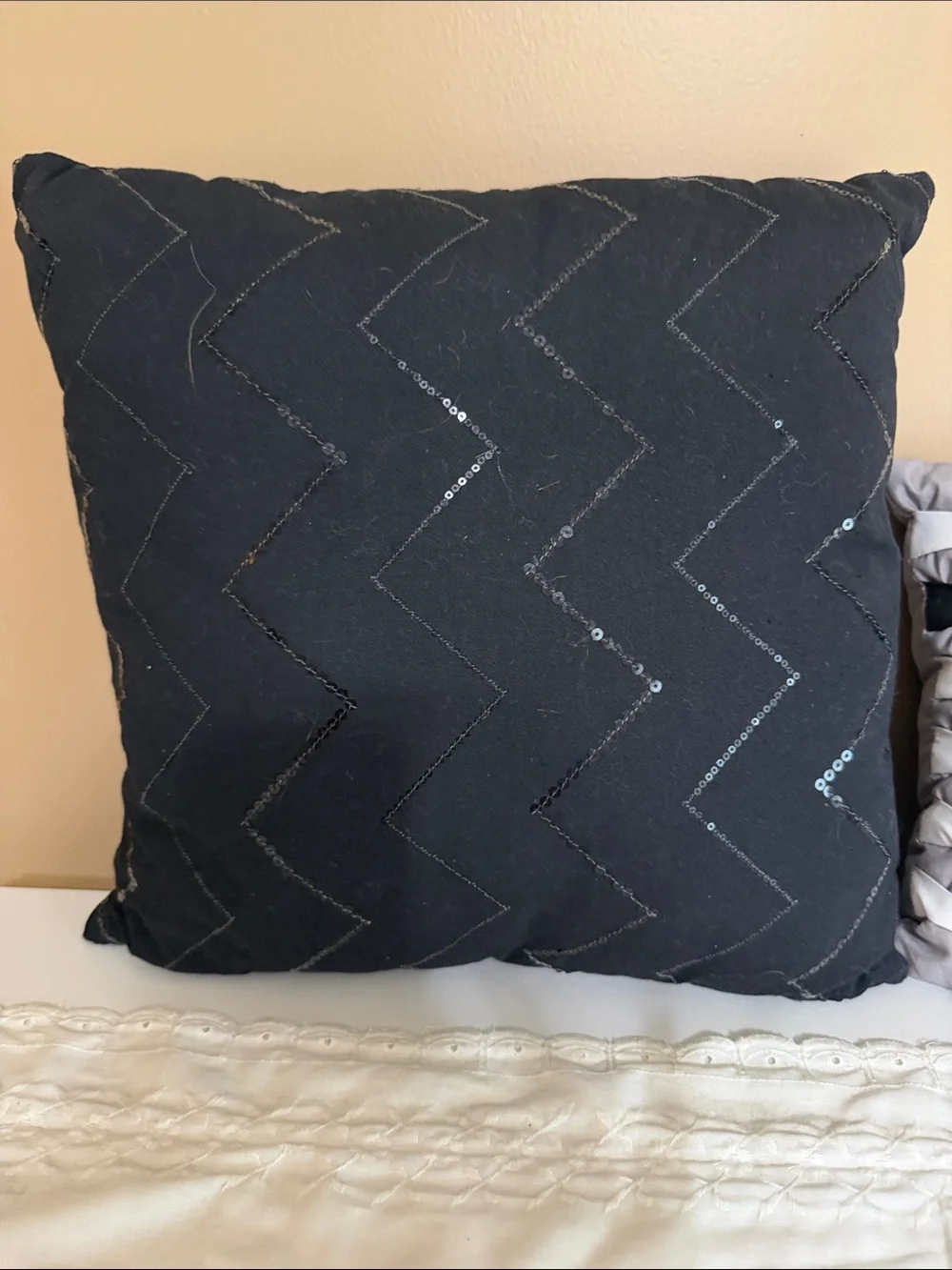 Decorative Black Sequin Chevron Throw Pillow - Home Accents